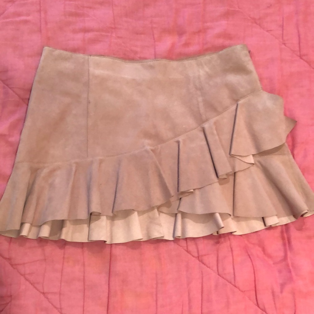 Vintage Pink REAL suede leather skirt size 8